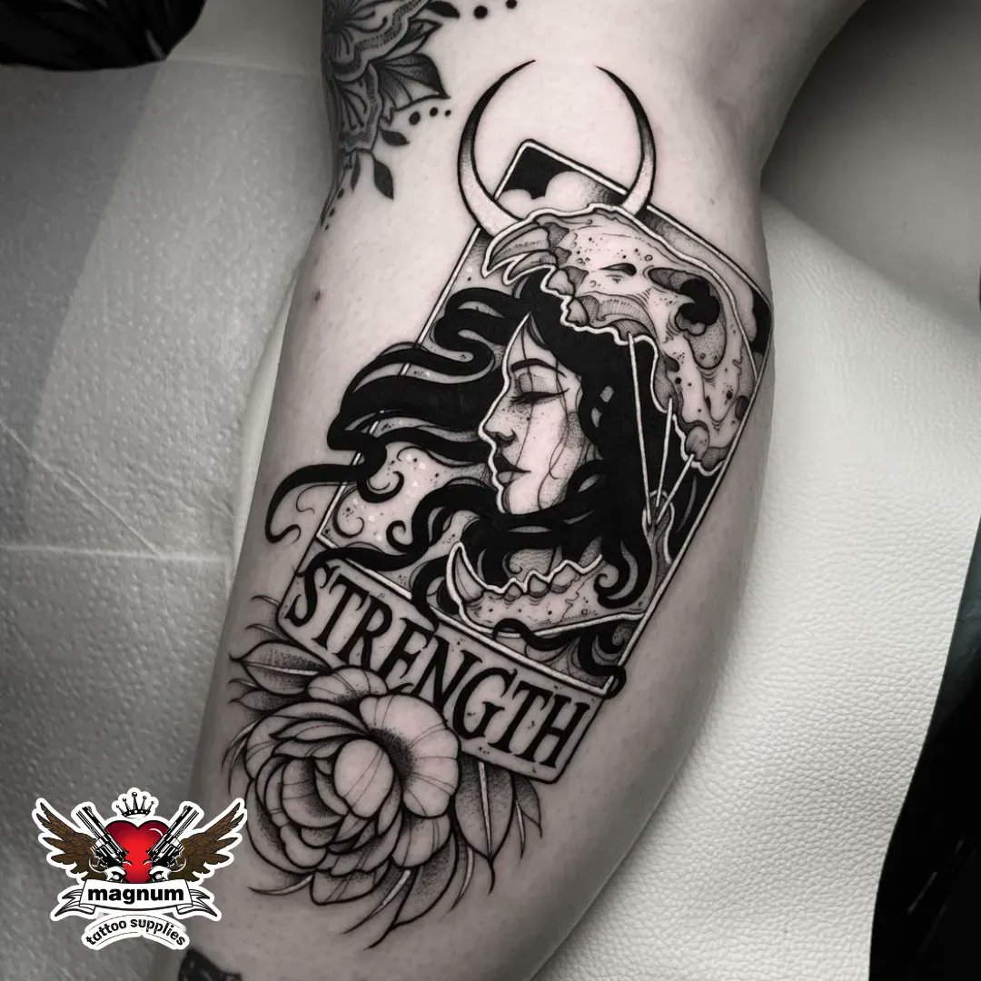  𝐑𝐨𝐛𝐞𝐫𝐭 𝐑𝐮𝐛𝐢𝐧  on Instagram Strength tarot card tattoo done  yesterday anchortattoocompany Thanks Maria   Tarot card tattoo Card  tattoo Tattoos