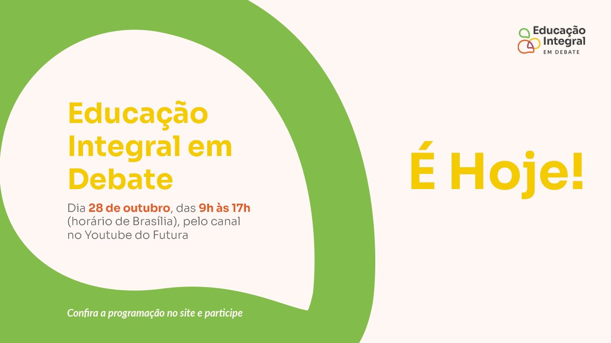 Acompanhe ao vivo a transmissão do seminário Educação Integral em Debate: 
youtube.com/watch?v=yotXwe…