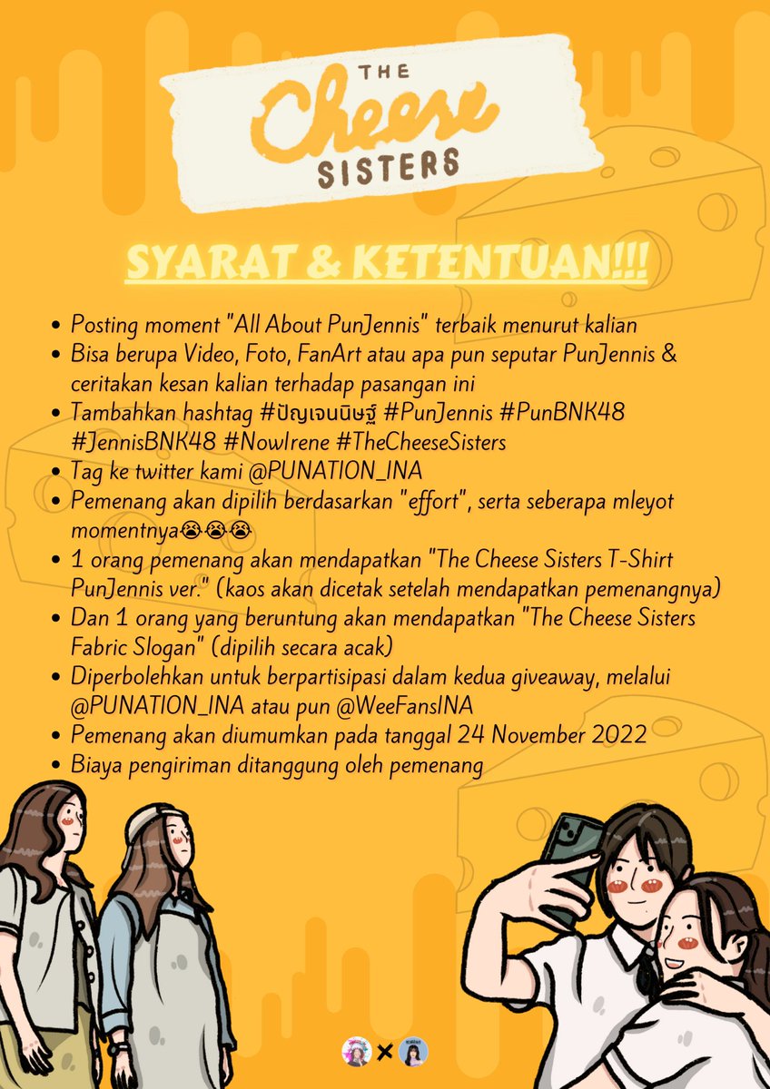 PUNATION_INA's tweet photo. ✨GIVEAWAY FOR INDONESIAN FANS✨

𝗜 🧀 𝗨

🔖 Prepare to meet 𝑵𝒐𝒘, 𝑰𝒓𝒆𝒏𝒆, 𝑷𝒓𝒂𝒏𝒈, 𝑴𝒆𝒘 in our exclusive merchandises! 𝗙𝗼𝗿 𝗳𝗿𝗲𝗲! 💸

⬇️Please check pictures below⬇️

#PunBNK48 #JennisBNK48
#WeeBNK48 #FondBNK48
#วีฟ้อนด์ #ปัญเจนนิษฐ์
#TheCheeseSisters https://t.co/edrgSrSa2v