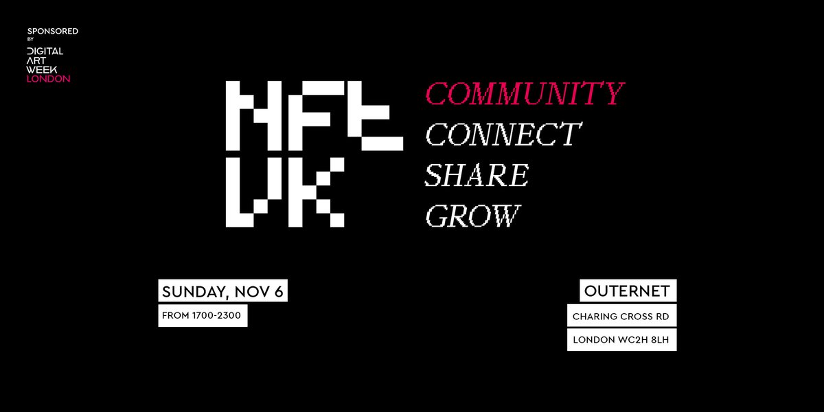 NFTUK (@wearenftuk) on Twitter photo Hi all
Tickets for Sunday - November 6, are now live
We will meet at <a href="/OuternetGlobal/">Outernet London</a> for immersive art and community get together from 5pm.
Grab yours and see you there.
Thanks to <a href="/DigitalArtWeek/">Digital Art Week</a> for putting this together.
eventbrite.ca/e/nftuk-sunday… Hi all
Tickets for Sunday - November 6, are now live
We will meet at <a href="/OuternetGlobal/">Outernet London</a> for immersive art and community get together from 5pm.
Grab yours and see you there.
Thanks to <a href="/DigitalArtWeek/">Digital Art Week</a> for putting this together.
eventbrite.ca/e/nftuk-sunday…