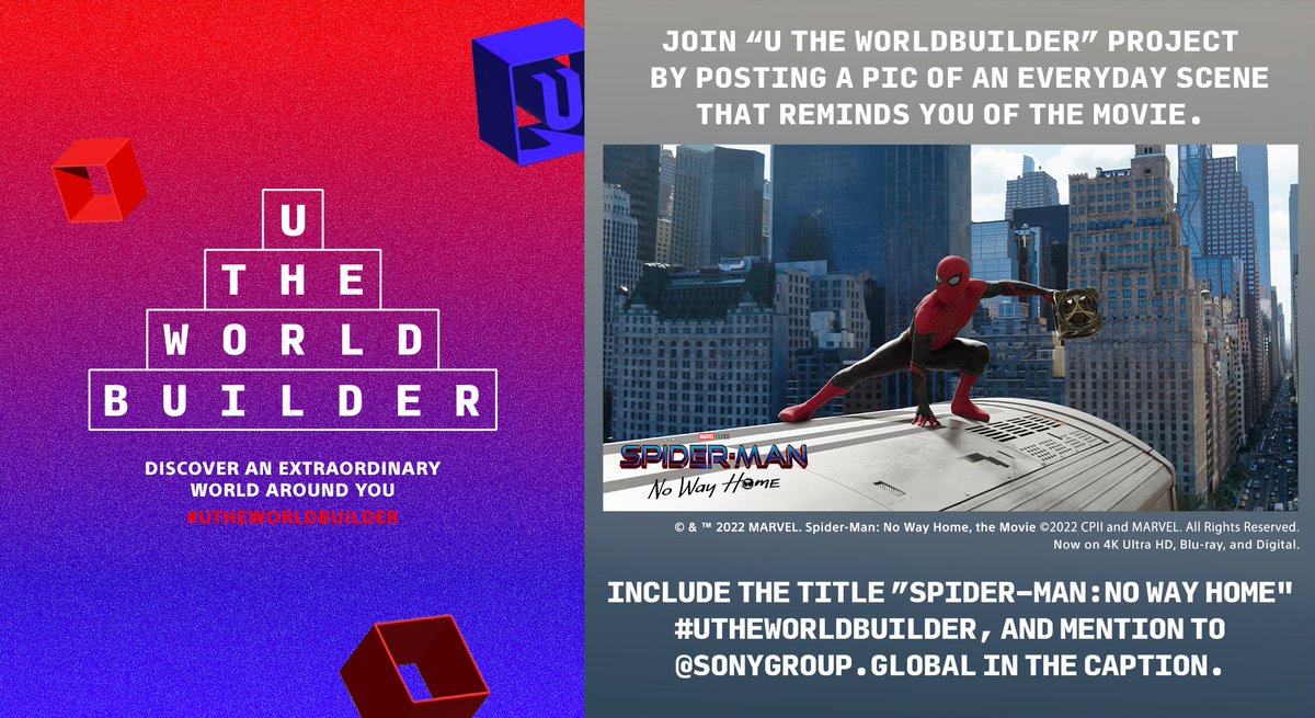 #UTHEWORLDBUILDER project now on Sony Group Global Instagram account. Watch Spider-Man: No Way Home and post your pic!📷 Find entry details here: instagram.com/sonygroup.glob…