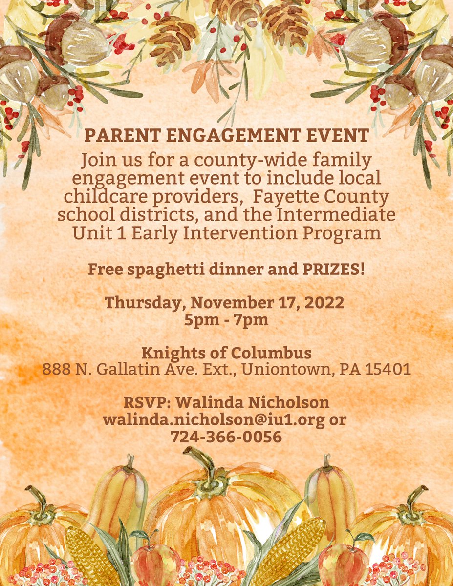 IU1Tweets's tweet photo. Attention Parents! We would love for YOU to get involved π§‘
Please come out and join us on November 17th for an evening of engagement, food and fun! π
@DonMartinIU1 @Kristin_SzIU1 @JennyLentIU1 #intermediateunit1 #IU1 #getinvolved https://t.co/SpLkvSJPhk