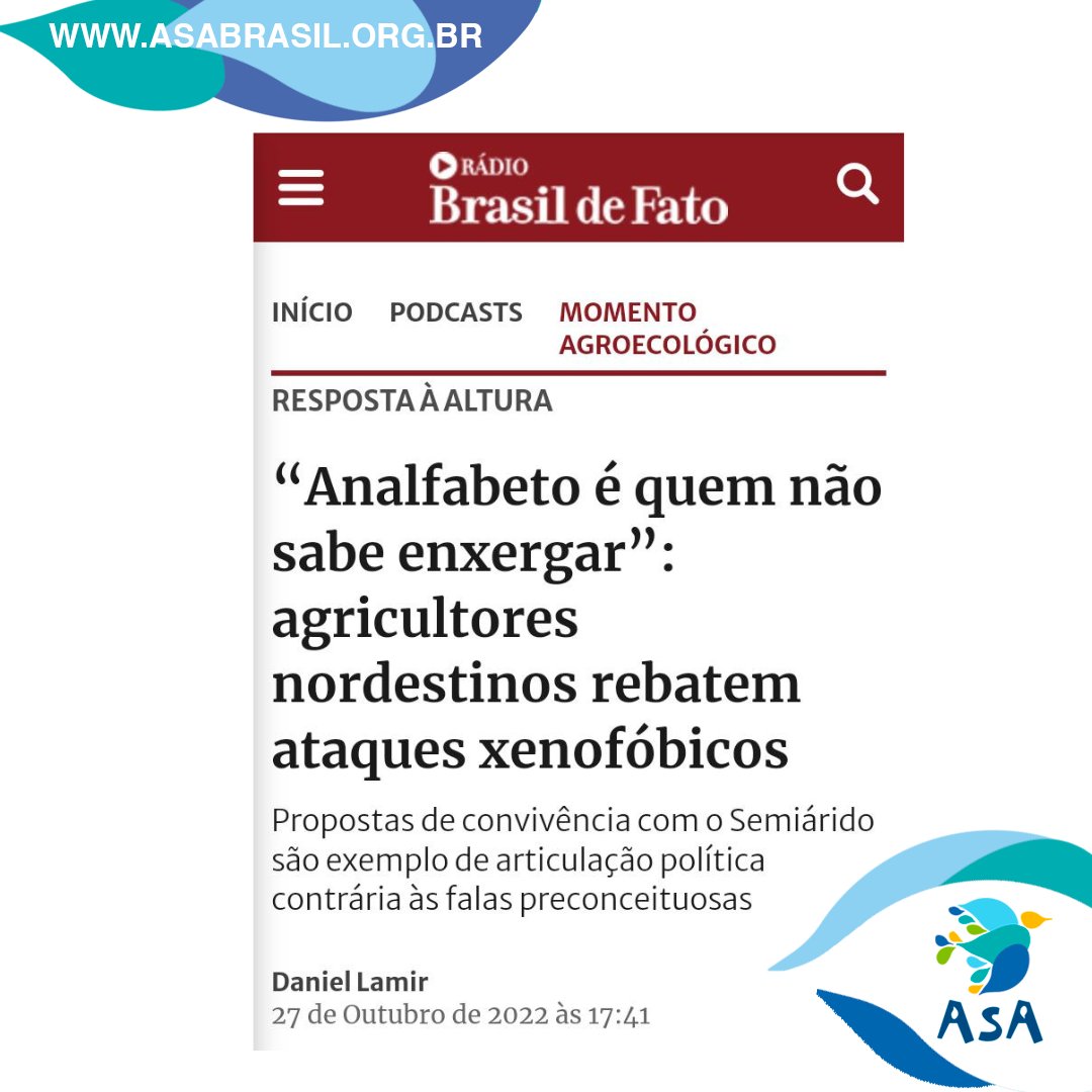 O Brasil de Fato selecionou falas do presidente Bolsonaro que revelam o seu preconceito contra o povo nordestino e entrevistou agricultores/as do Semiárido que rebatem estes ataques.
Para ouvir e ler a matéria, acesse: bityli.com/XXuergiI