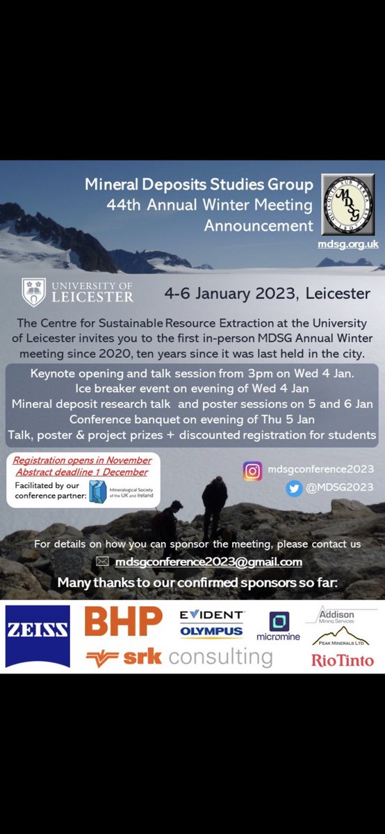🚨Registration Opening Soon!🚨 Many thanks to our sponsors so far. If you would like to sponsor the 44th MDSG meeting, options are still available so please get in touch! ✉️⬇️ mdsgconference2023@gmail.com