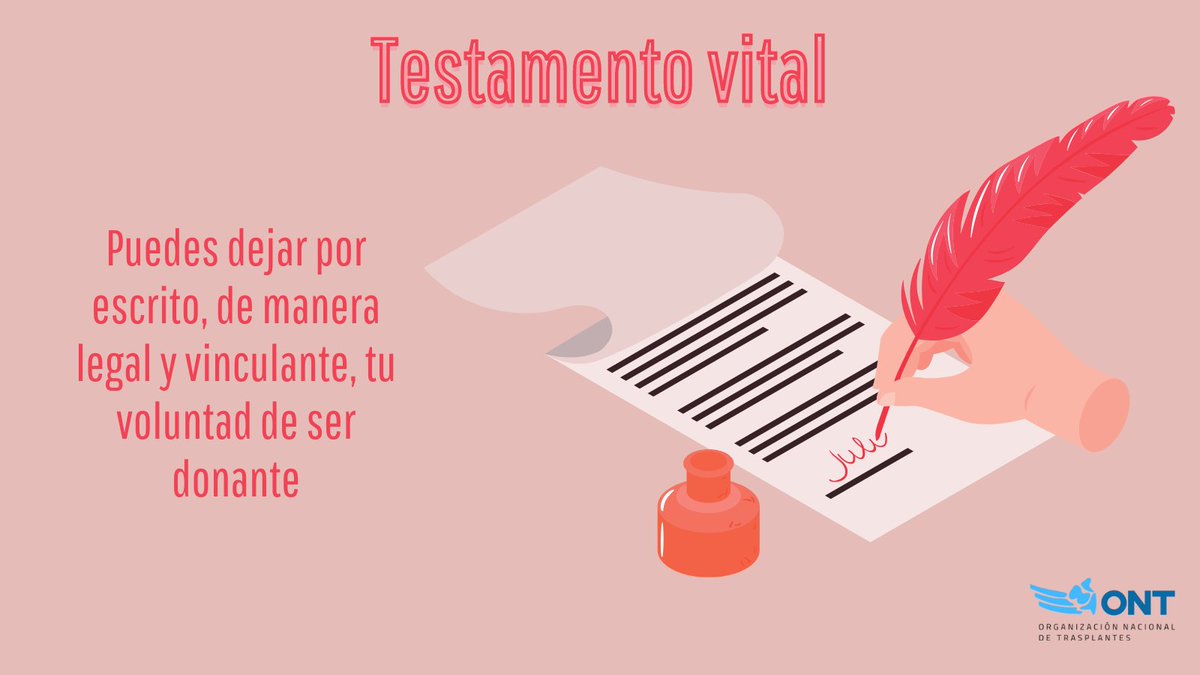 ONT_esp's tweet photo. ¿Conoces el Registro de Voluntades Anticipadas o de Instrucciones Previas? Es un documento de carácter legal en el que una persona manifiesta su voluntad sobre los cuidados y tratamientos médicos que recibirá cuando no pueda expresarla, así como querer ser #donante. #dejahuella https://t.co/I5fPT8SkhC