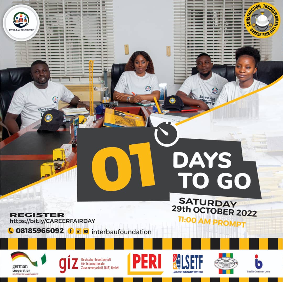 InterBauFDN's tweet photo. Reason why you can see a count down is because  there is still time for you to be part of it. Clicknon lini belo

https://t.co/ko4pIXjy00

#careerdevelopment #youthsempowerment 
 #ngos #careerfairday
   #construction  #constructionindujstry
#womeninconstruction https://t.co/u14YxIRH7P