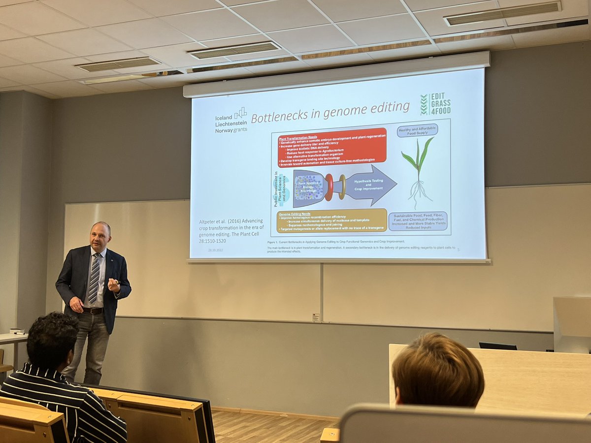 Dr. Rostoks presents challenges in genome editing in crop plants during EditGrass4Food project workshop @TallinnTech #EEAGrants; #EEANorwayGrantsLatvia