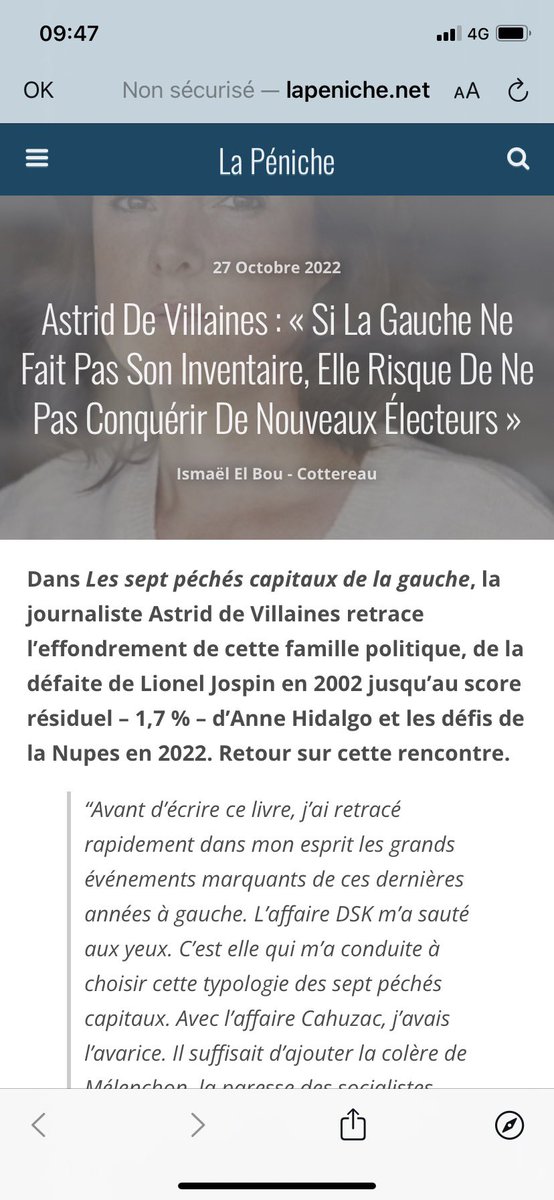 Merci @ElCottereau et @LaPeniche pour cet entretien sur « Les sept péchés capitaux de la gauche » @editionsLattes ⤵️ lapeniche.net/astrid-de-vill… #gauche #politique