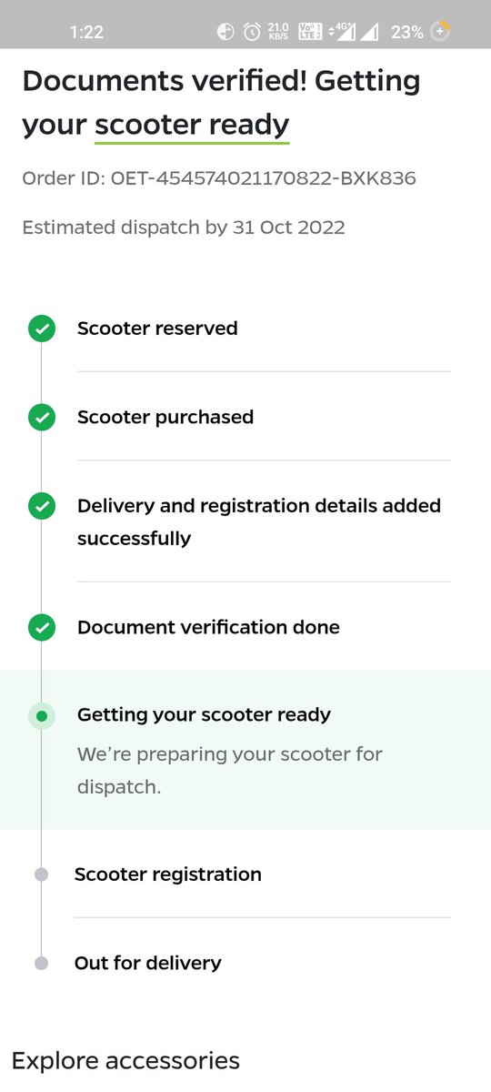 GanoraNeeraj's tweet photo. @OlaElectric Tell me a date, when the scooter will come, I have made the full payment, this is what it is telling since 18/10/22 https://t.co/gL0VCmLf7b