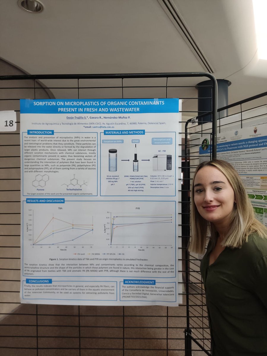 Sara Exojo (<a href="/FoodPackGroup/">Packaging Group</a>) presents initial data of her PhD thesis focused on the analysis of accumulation of #contaminants in #microplastic, included in the #LAGOONproject (lagoon.iata.csic.es) at the "9th PhD Students Symposium", <a href="/iata_csic/">IATA CSIC</a>