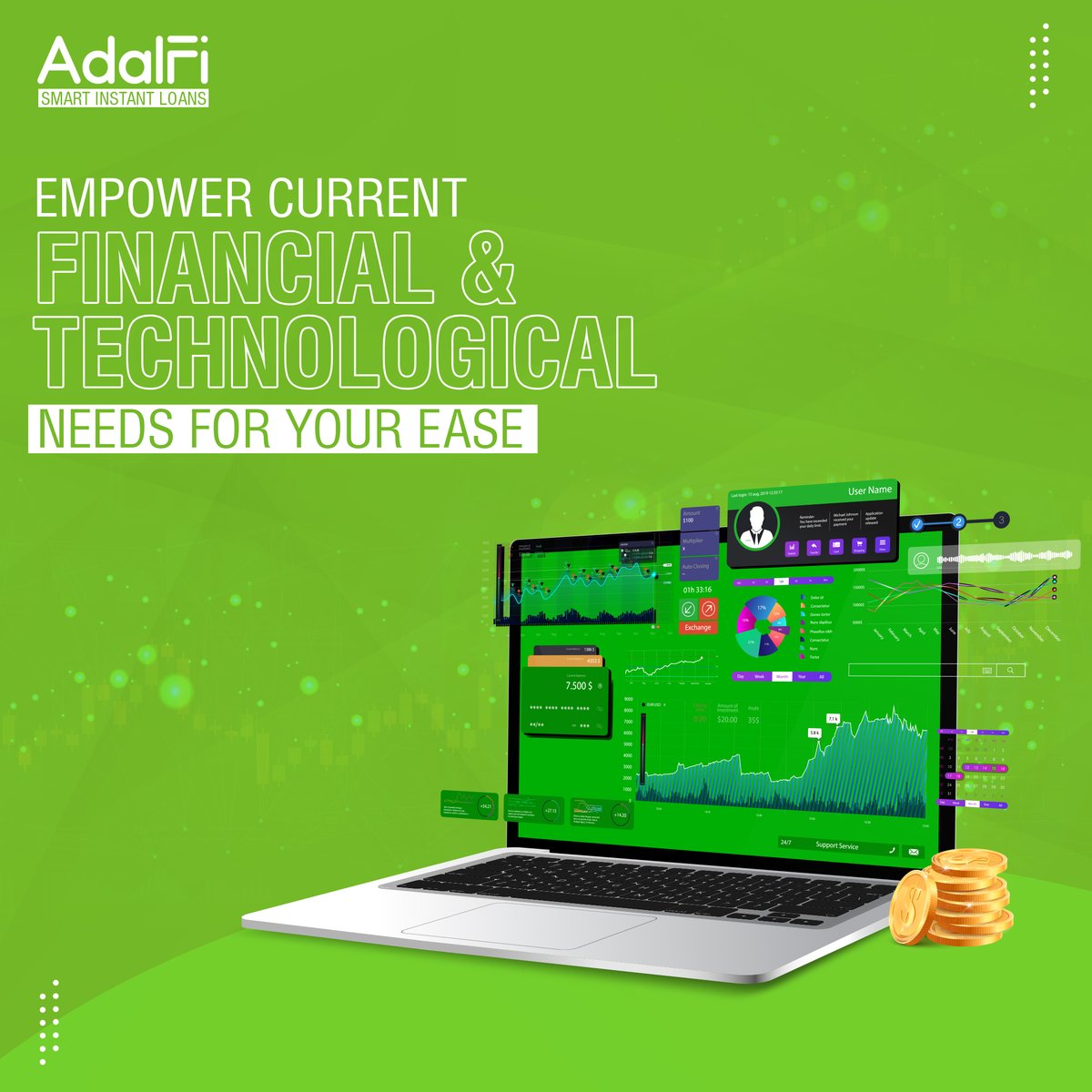 The ever-changing and consistently evolving financial structure calls for modernization in the forms of its services. Adalfi takes a futuristic approach by providing people with a data-driven algorithm that helps them become more financially inclusive.

#EconomicGrowth #FinTech