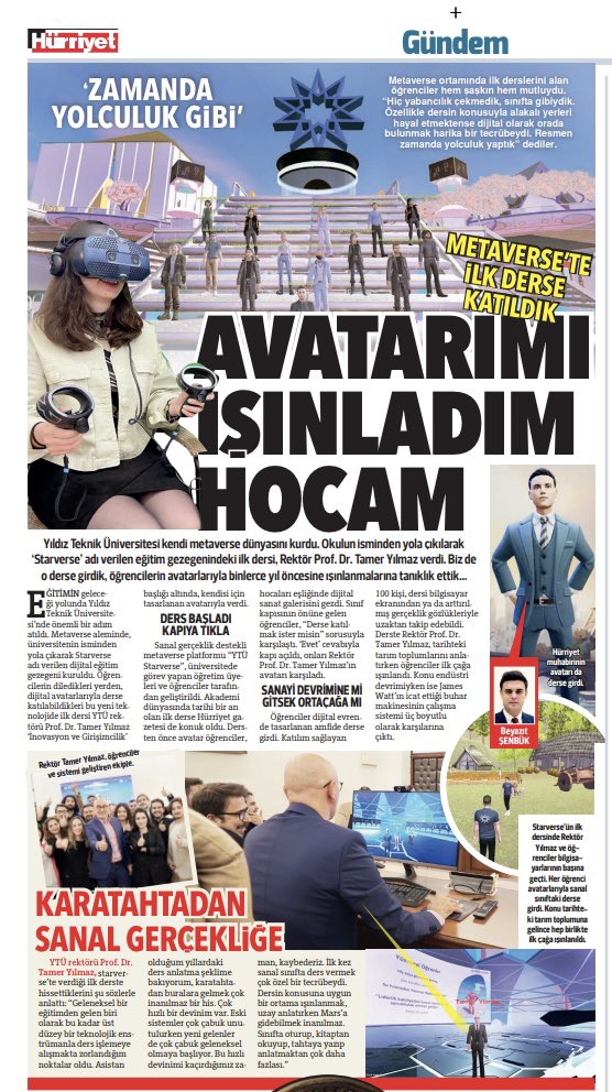 📌Eğitimin geleceği adına #YTÜ’de önemli bir adım atıldı. #Metaverse aleminde, #Starverse adı verilen dijital eğitim gezegeni kuruldu. Bu teknolojide öğrenciler dersin konusuna göre ilgili yere avatarlarını ışınlayabiliyor. İlk dersi <a href="/proftameryilmaz/">Tamer Yılmaz</a>’dan dinledik.