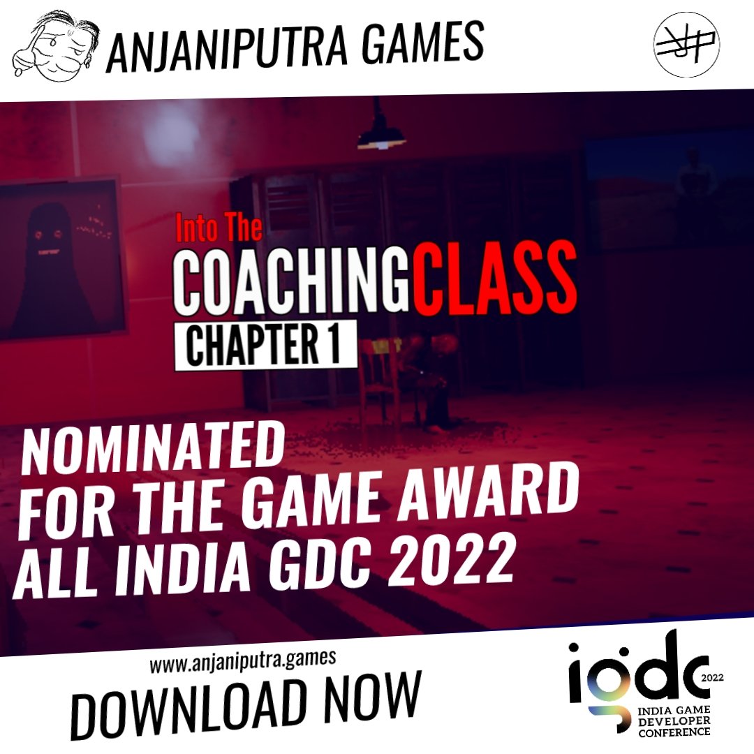 Hey Guys
My made game "Into The Coaching Class Chapter 1" is nominated for the game award at India Game Developer Conference <a href="/theindiagdc/">IndiaGDC</a> #games #gaming #gamedev #gamedevelopment #awards #gameaward <a href="/AnjaniputraG/">Anjaniputra Games</a>