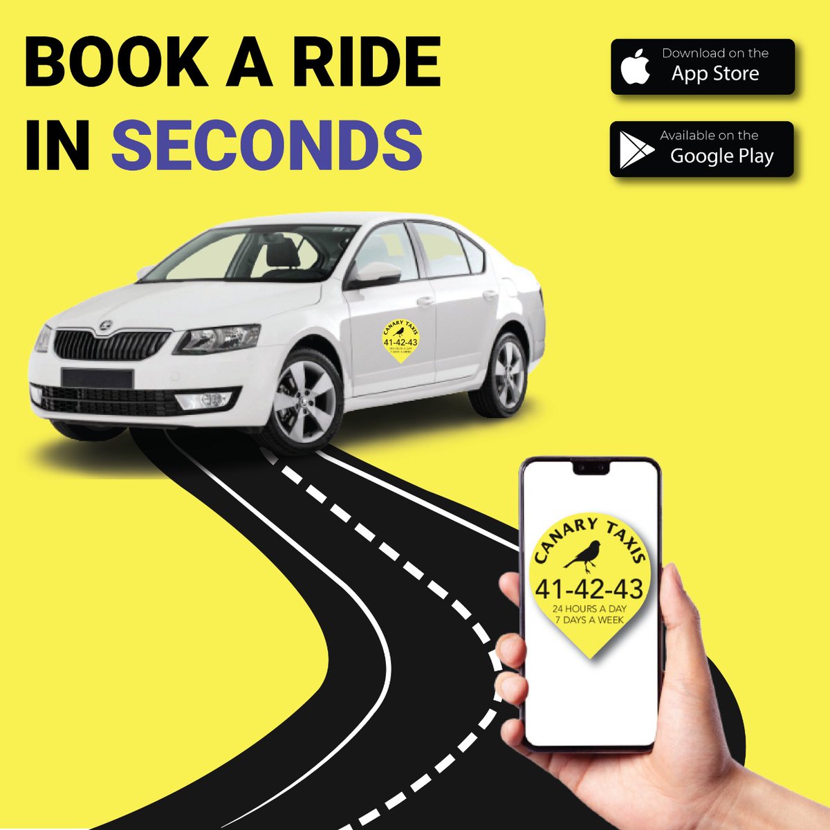 𝗕𝗢𝗢𝗞 𝗔 𝗥𝗜𝗗𝗘 𝗜𝗡 𝗦𝗘𝗖𝗢𝗡𝗗𝗦
Book your taxi via the Canary Taxis App for quick, stress-free and reliable travel, 24 hours a day! 🚖 ⏰
Download our app 👇
onelink.to/j3e76tk 
Call 01603 414243