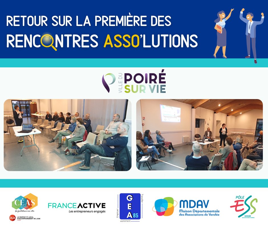 MDAVendee's tweet photo. 📸 La première Rencontre Asso'lutions a eu lieu la semaine dernière au Poiré-sur-Vie ! 
À travers différentes structures spécialisées, les #associations ont pu trouver des solutions à leurs problématiques 🤝
📢 Lieu de la prochaine rencontre : @lesherbiers  
📅 Jeudi 1er décembre https://t.co/TTr6geRMUK
