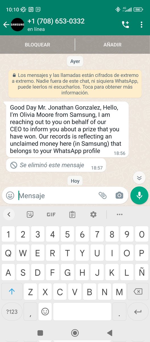 freshdroid's tweet photo. @policia este número está intentando hacer estafas https://t.co/XnXR1T3Wk2