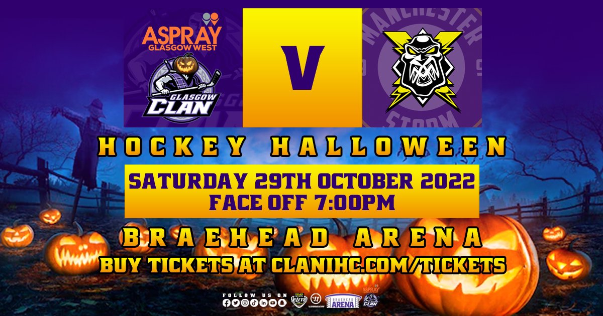 .@ClanIHC vs Manchester Storm - It's Hockey Halloween this Saturday when the Manchester Storm are the visitors to Braehead Arena! bit.ly/3Nejb6o