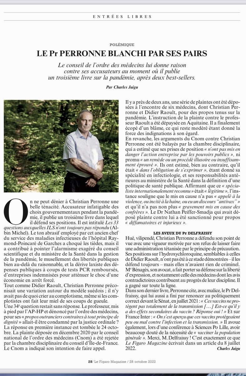 MullerBronnL's tweet photo. " Il a gagné sur toute la ligne ". Merci à la rédaction du ⁦@FigaroMagazine_ pour son honnêteté intellectuelle et son professionnalisme. Quid des autres médias, si prompts à l'avoir vilipendé aveuglément ? https://t.co/ABG2TLJP5I