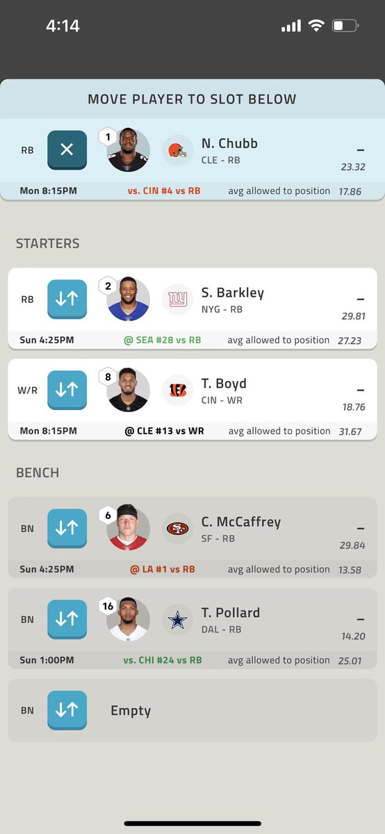 RedDotWasted's tweet photo. Wanna start Pollard. Would starting Pollard over Chubb be too ridiculous?? Pollard has a high upside this week. https://t.co/VFEnKxTNby