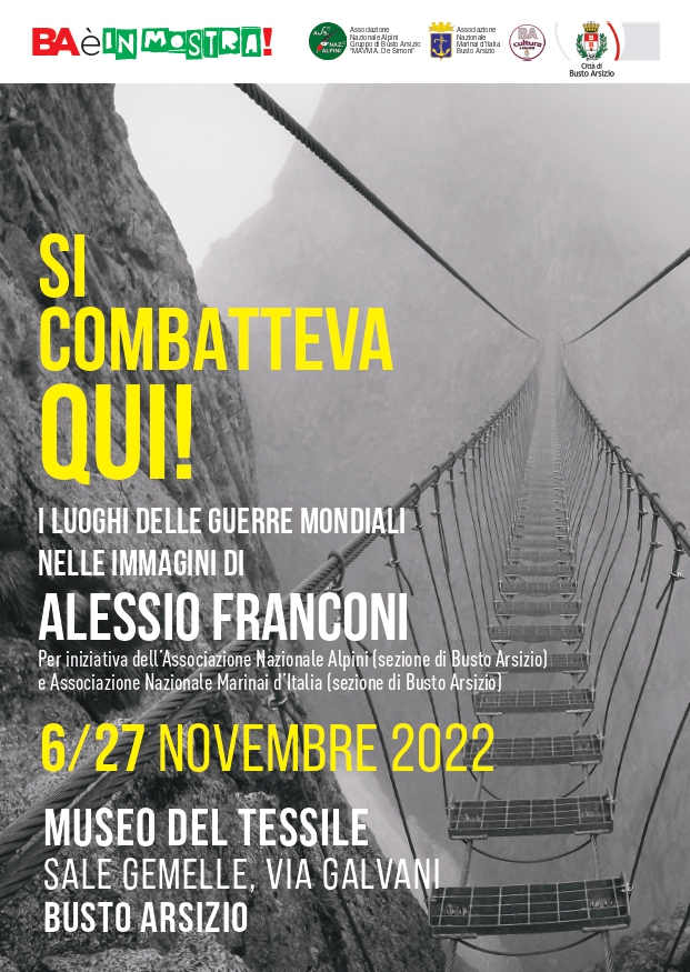 Franconiphotos's tweet photo. Ci vediamo il 6 novembre a #BustoArsizio alle 11.00 al #MuseoDelTessile per l'inaugurazione di #SiCombattevaQui! Per la prima volta #GrandeGuerra e #SecondaGuerraMondiale saranno esposte assieme nelle sale gemelle del Museo. Un coro Alpino accompagnerà l'evento. Ci vediamo! https://t.co/JcQuMtujoE
