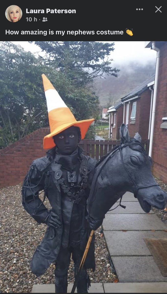samina_monaghan's tweet photo. A cousins friend little nephew Halloween 👻 🎃 costume this year!! 🤣🤣🤣

I couldn’t stop laughing…it’s pure dead “Brilliant “ 🤩🐎🏴󠁧󠁢󠁳󠁣󠁴󠁿 #TheBestHalloweenCostume 
#Glasgow #Scotland https://t.co/8Al5dgBTDI