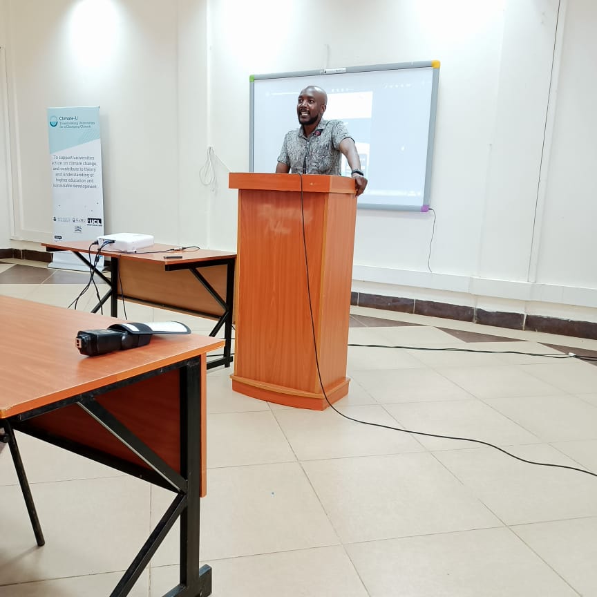 Higher education institutions can support #climateaction through research that generates practical solutions to address #ClimateCrisis- @ngareinnocent ,guest speaker at @KenyattaUni Green Education Hub's #GreeenEducationDay. #climateuni #climate #ClimateAction #GreenEducation