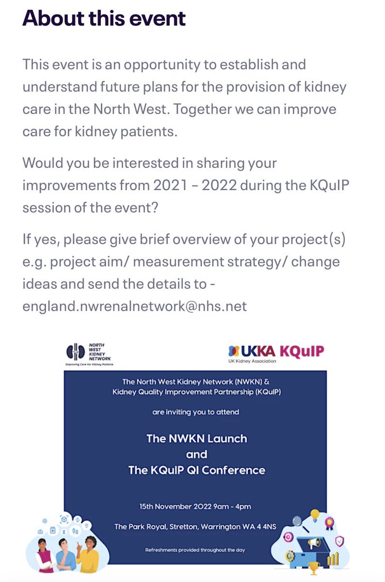 Looking forward to this first face to face event since 2019 for the North West Kidney Community. There is still time to register #NWKidneys ⬇️ @rdonne10 @ThinkKidneys