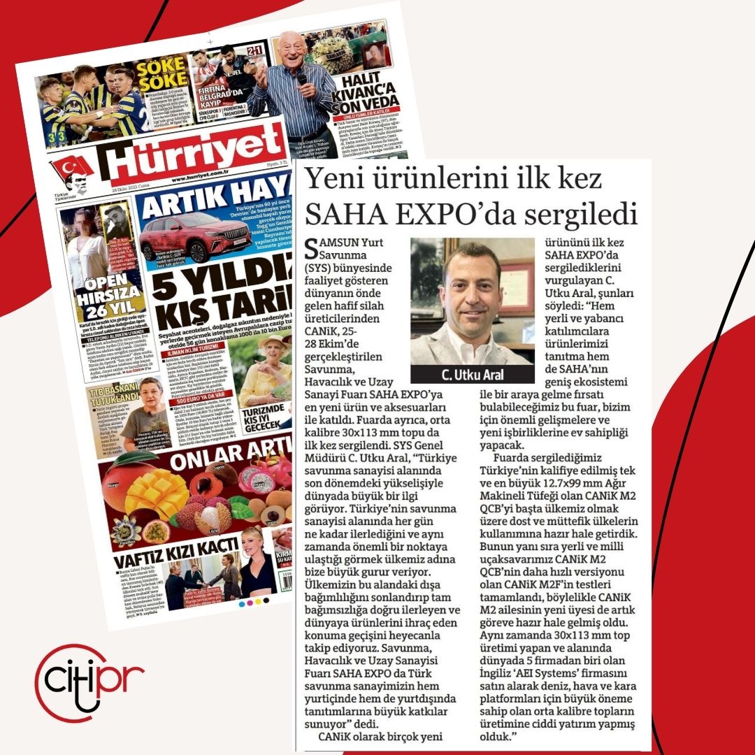 📌 28.10.2022

"Yeni ürünlerini ilk kez SAHA EXPO'da sergiledi"👉🏼 <a href="/Hurriyet/">Hürriyet.com.tr</a>

CANiK ARMS <a href="/canikarms/">CANiK</a>