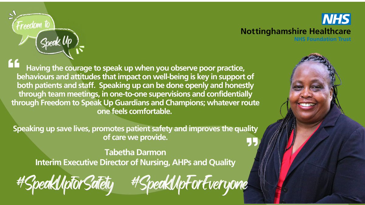 Our Interim Executive Director of Nursing, AHPs &amp; Quality <a href="/DarmonTabetha/">Tabetha Darmon</a> says speaking up saves lives, promotes patient safety and improves quality of care. Read below why she encourages everyone to speak up👇 #FTSUforEveryone #FTSUforSafety