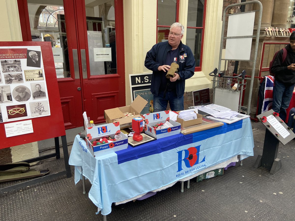 gareth_snell's tweet photo. Lovely to see the @RBL_Campaigns at #Stoke Station selling poppies for this years appeal and telling the stories of the brave men from the North Staffs Railway who made the ultimate sacrifice for our freedoms. https://t.co/eTSPlYc6l0