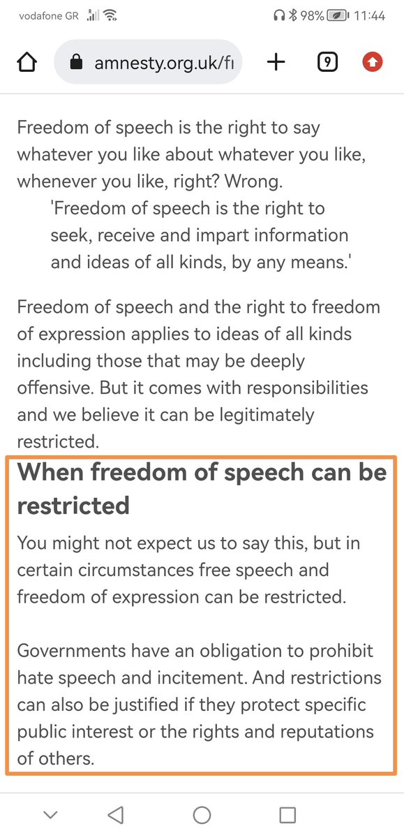 Just a reminder : Freedom of speech does not equal freedom of hate speech and incitement. As <a href="/amnesty/">Amnesty International</a> state... 
#TwitterTakeover #TheBirdIsFree