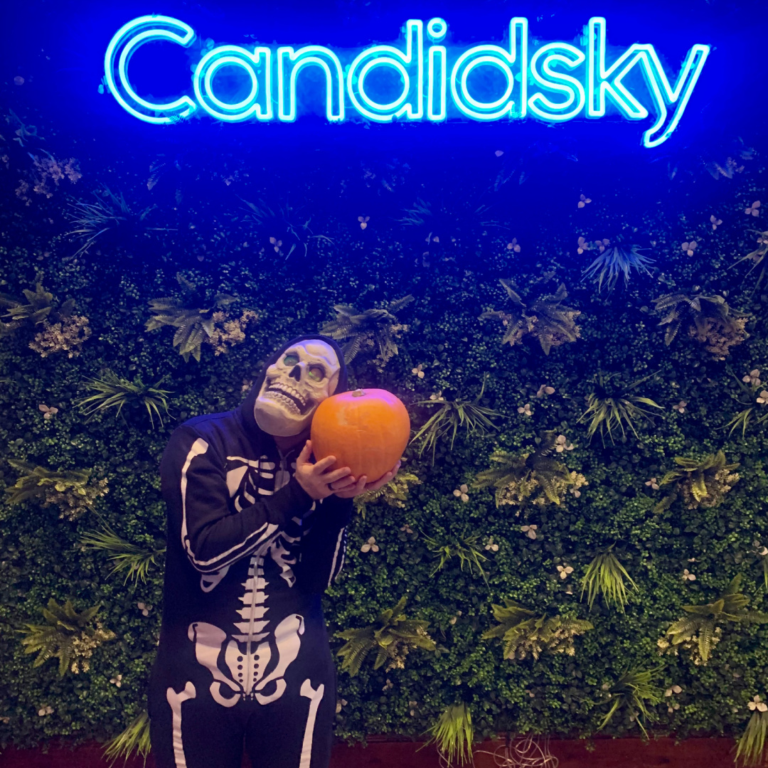 CandidSky's tweet photo. There's always one who goes all out for halloween! 💀

What a fun way to top off another brilliant week 🙌

#halloween #digitalmarketingagency #seo https://t.co/a9K2p9348q