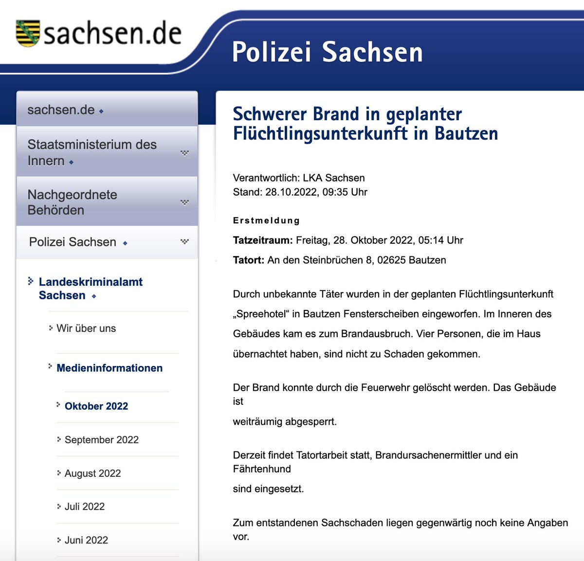 Vor zwei Tagen demonstrierte die #AfD in Bautzen dagegen, das 'Spreehotel' als Flüchtlingsunterkunft zu nutzen. Heute morgen gab es dort einen schweren Brand.