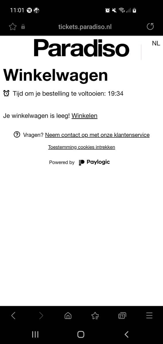 Mingibluebraid's tweet photo. @ParadisoAdam  dit is echt extreem lullig?!?!? Bestelling afronden en ineens is de winkelwagen leeg?! https://t.co/9yzejv8cLw