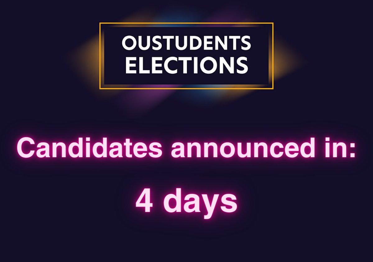 OUstudents's tweet photo. Candidates will be announced in four days! Head to https://t.co/ikq9PC9tKw then to view the candidates!
Voting opens Tuesday 8 November π€©
#voteOUstudents #OUstudents https://t.co/Nh7OKqHsVS