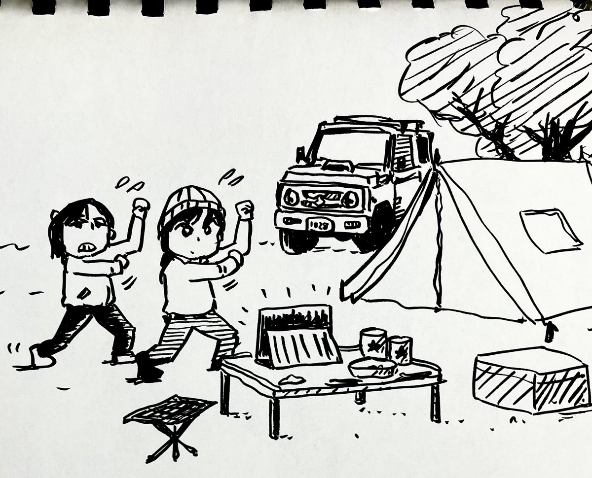 #inktober2022
#呉竹14号 
DAY 28 -camping

みんなビリー隊長覚えてる? 