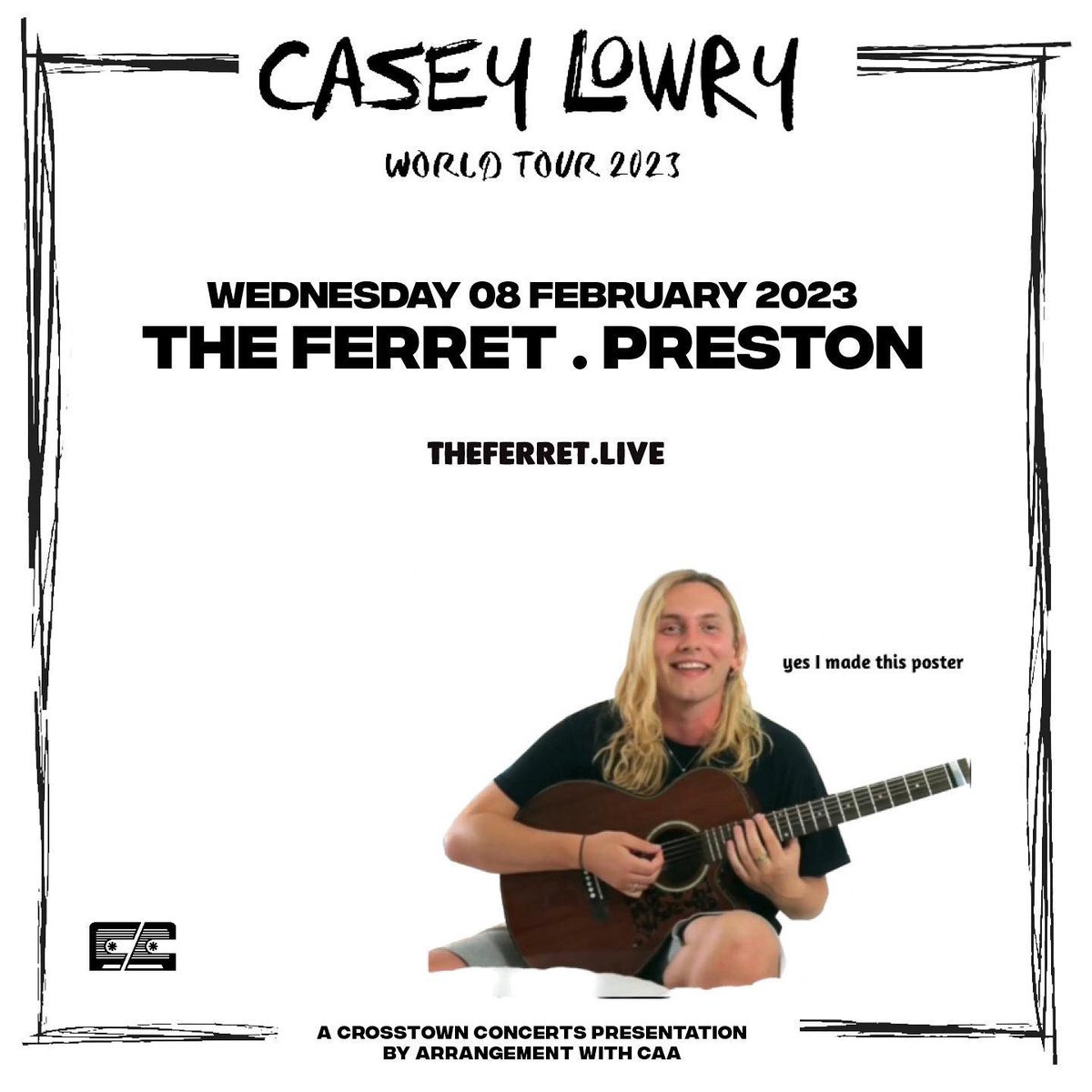 We’ve got the fella himself @CaseyLowryMusic coming to see us at #TheFerret for an exciting and intimate gig. And lucky for you lot, the tickets have gone on sale right NOW! ✨ Tickets are right ere! Get em while they’re hot 🔥 theferret.live/listings/casey…