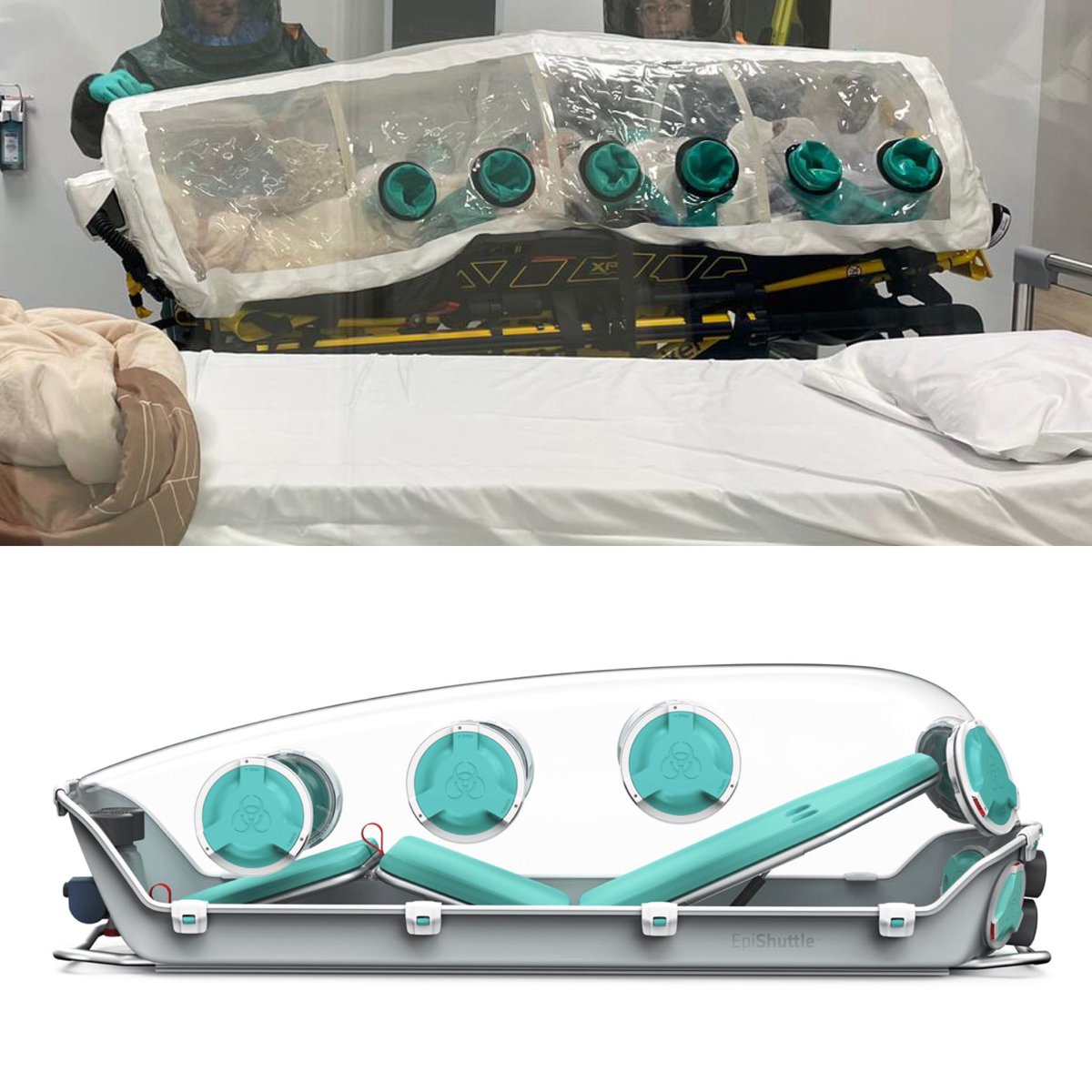Rovers_Chantal's tweet photo. @AirwayMxAcademy @radboudumc @BartenEM Iets wat er op lijkt wordt inderdaad gebruikt door in elk geval een deel van de speciale ambulance teams (bovenste foto). Wij gebruiken de #EpiShuttle (onderste foto) als in geval van nood een opgenomen patiënt geëvacueerd moet worden. https://t.co/4iZx85l39P