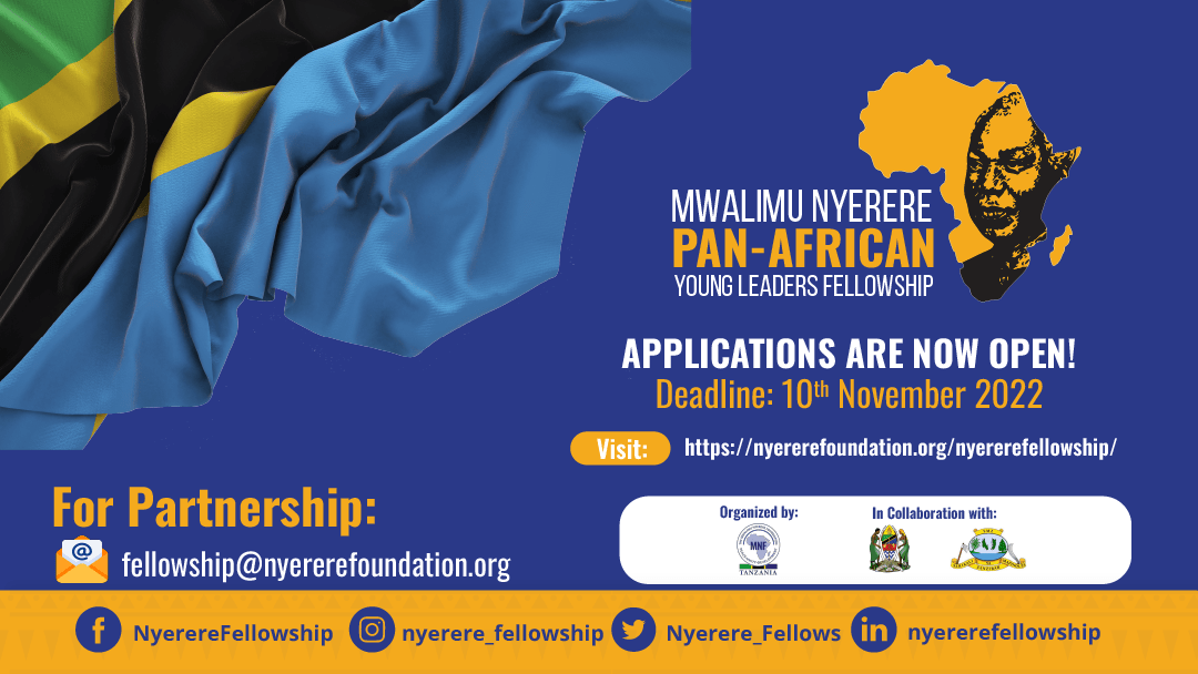 joseph_malekela's tweet photo. The application  is now open for the 1st cohort of Mwalimu Nyerere Pan-African Young Leaders Fellowship, to be held from 25th - 30th November, 2022 in Dar es Salaam

Application deadline: *10th November, 2022.* 

Apply through https://t.co/uZYIBmzHC0

#NyerereFellowship #Tanzania https://t.co/EiNMkDisSQ
