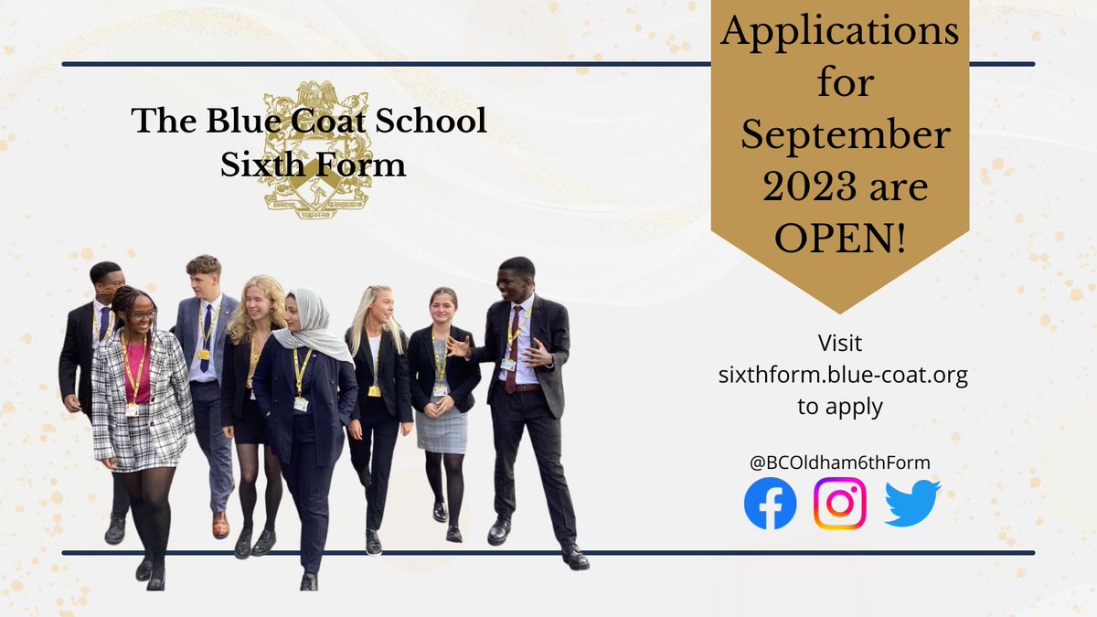 Click here to apply 👉bluecoatsixthform.applicaa.com

#WeAreBlue #CouldYouBeBlueToo