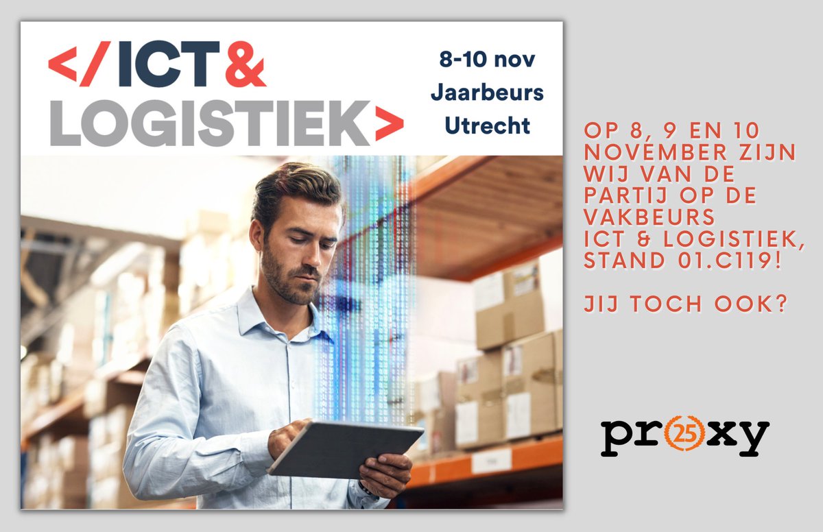 Wij zijn dit jaar aanwezig op ICT &amp; Logistiek van <a href="/Jaarbeurs/">Jaarbeurs</a>. Verrijk je kennis op 8, 9 en 10 november op het gebied van ICT-toepassingen en -diensten in de logistieke keten. Zorg dat je erbij bent! Wij zien je graag. Registreer je gratis via: hubs.la/Q01qTNMD0