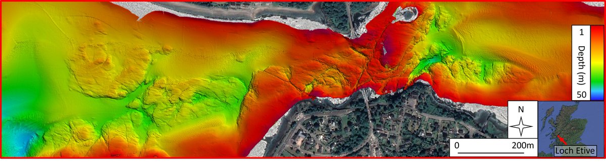 CarmSeas's tweet photo. The end of the PhD is looming! I'm going to miss studying these incredible local areas and their astounding #fluidmechanics/#seabed dynamics. Here is the #bathymetry beneath the tidally driven Falls of Lora, Loch Etive, western Scotland.  That's a lot of scoured seabed! https://t.co/7XEjzP9lHy