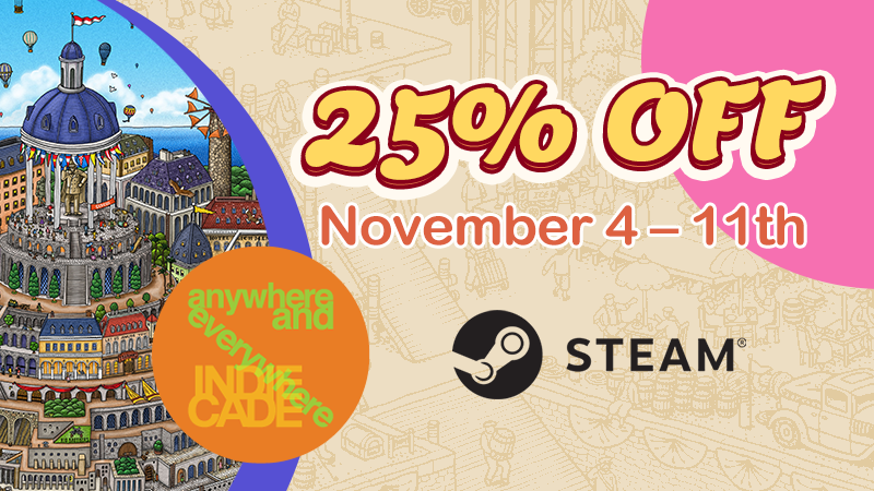 🚨Promotion🚨
👏We are selected to join the Steam #IndieCade 2022 Anywhere and Everywhere festival!
🎃Grab #LabyrinthCity for 25% off on Steam from November 4th to 11th!
⏰ Set alarms on your phone and don't miss this chance! 
#indiegames #Sales