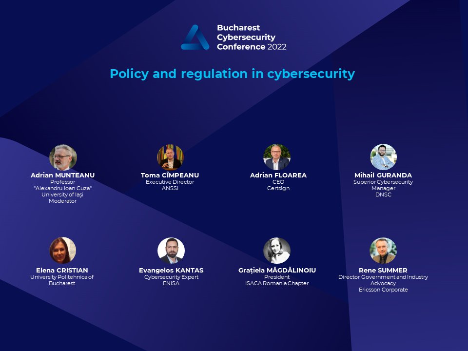 DNSC_RO's tweet image. 🇬🇧 Day 2 of #BucharestCybersecurityConference 2022, event organized by the Romanian National Cybersecurity Directorate, is LIVE! We are about to launch the &apos;Policy and regulation in cybersecurity&apos; panel in Ballroom C+D.

ℹ️Live stream youtu.be/DuL3K_ixLUw

#DNSC #CyberSecMonth