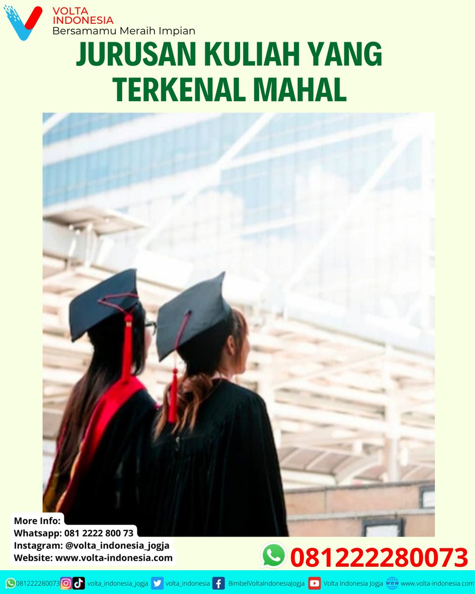 volta_indonesia's tweet photo. Jurusan kuliah yang terkenal mahal, ada yang pengen masuk jurusan dibawah ini ? Yuk persiapkan dari sekarang bersama BIMBEL VOLTA INDONESIA 🥰
#voltaindonesia #bersamamumeraihimpian #jurusankuliah #snbt2023 #utbksnbt2023 #3SMA #gapyear #bimbekmurahjogja https://t.co/z0qKtt5W2G