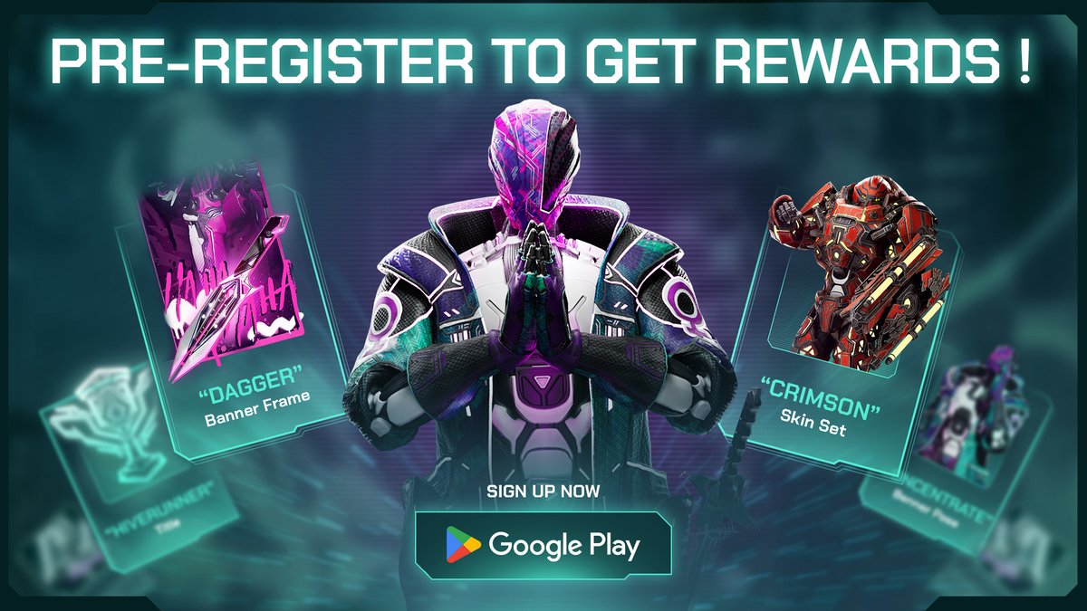 Today is your last chance to pre-register in Google Play and receive unique rewards after the soft launch of #ProjectHive: avatar, title, banner frame, banner pose and amazing “Crimson” skin set! Pre-register now: bit.ly/3y1ugS8