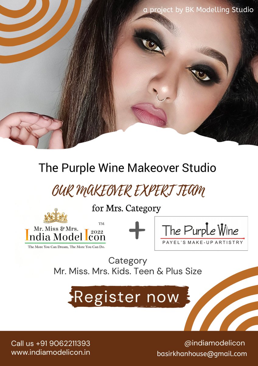 indiamodelicon's tweet photo. Our official Makeover  Partner 

Thank you so much Team  Payel Dey &amp; The Purple Wine - Salon &amp; Makeover Studio  for associate with us ... 

India's Biggest Most Prestigious Beauty Pageant In Kolkata  India Model Icon 2k22 

For Registration Inquiry 
Call us  9062211393 #peagent https://t.co/liqkFPw1yY