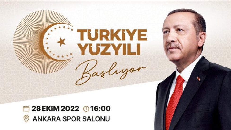 Cumhurbaşkanımız Recep Tayyip Erdoğan, AK Parti'nin 'yeni bir gelecek tasarımı' olarak nitelediği ' Türkiye Yüzyılı' vizyonunu bugün saat 16.00'da kamuoyuyla paylaşacak.