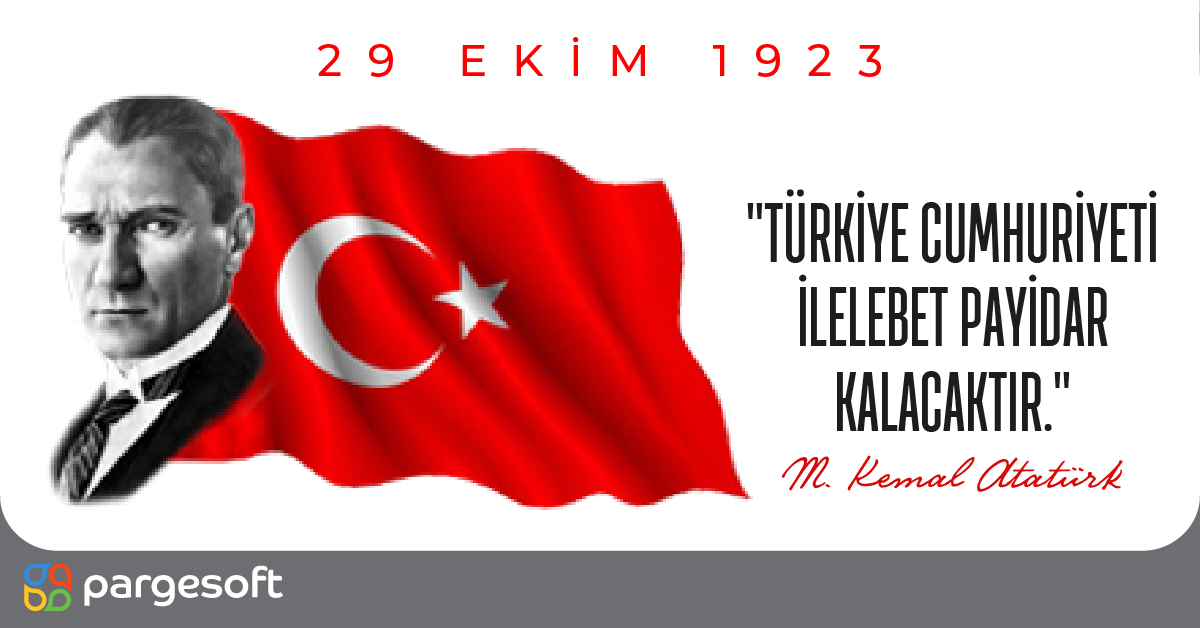 Cumhuriyetimizin 99. yıl dönümü kutlu olsun!

#cumhuriyetbayramı #29ekim #29ekim1923 #pargesoft