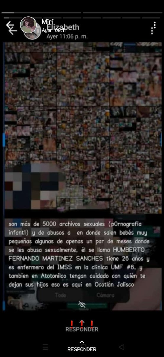 ElibethGz's tweet photo. Mas de 5000 archivos de pornogrfa infantil, salen bebés de apenas un par de meses donde se les abusa sexualmente, se llama HUMBERTO FERNANDO MARTINEZ SANCHES, tiene 26 años y es #ENFERMERO de IMSS en la UMF #6 en #OcotlánJalisco y en la clínica #95 de
#AtotonilcoElAlto, #Jalisco https://t.co/oEEqX20Qnj